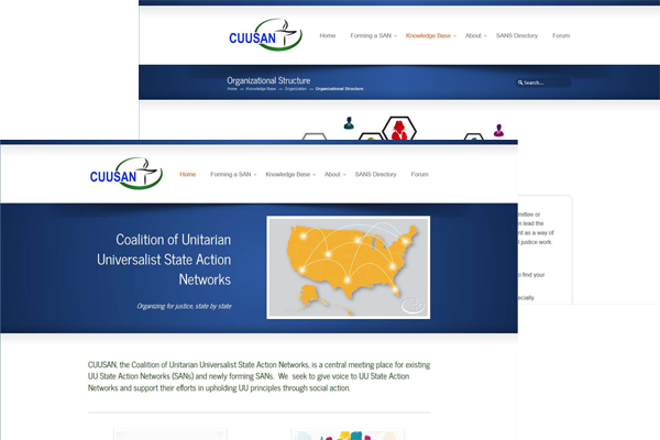 screenshot of the Coalition of Unitarian Universalist State Action Network's website